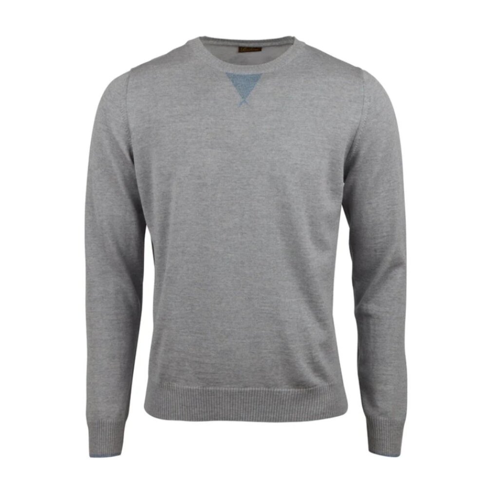 NEW Stenstroms Grey 100% Merino Wool College Crew Sweater Size S
